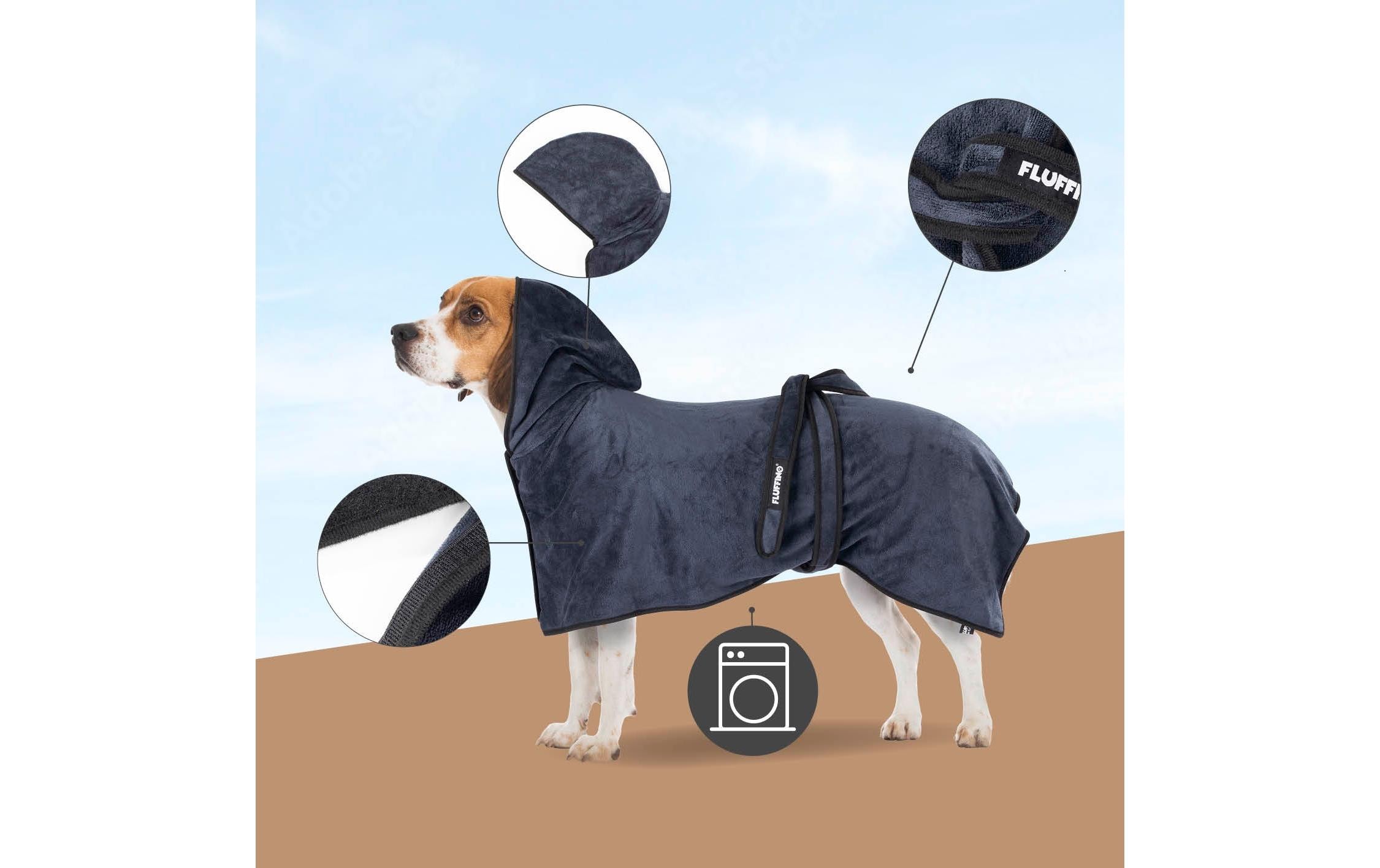 Fluffino Bademantel Beige / Blau, S