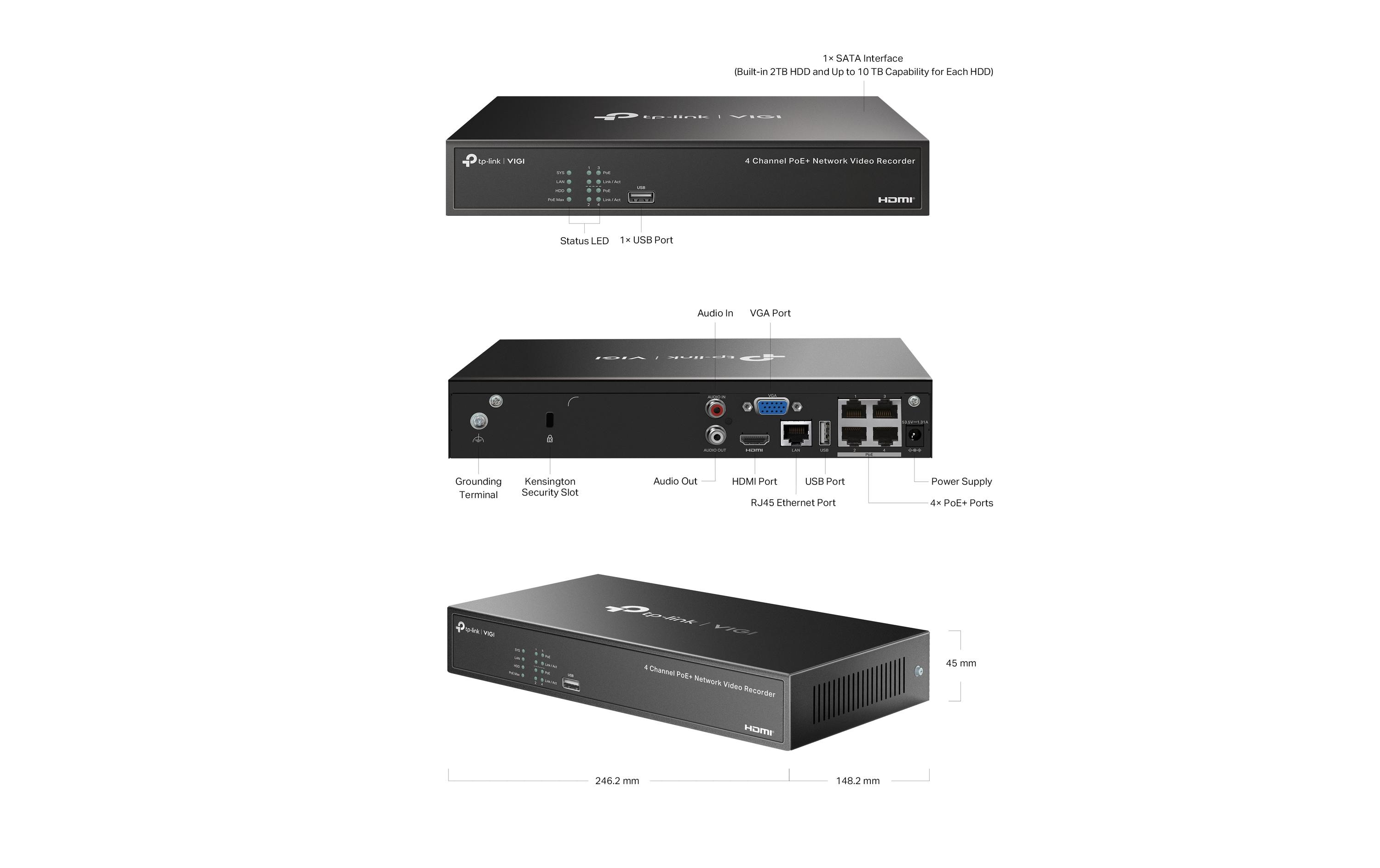 TP-Link Vigi Netzwerkrekorder VIGI NVR1004H-4P 0 TB, 4 Kanal