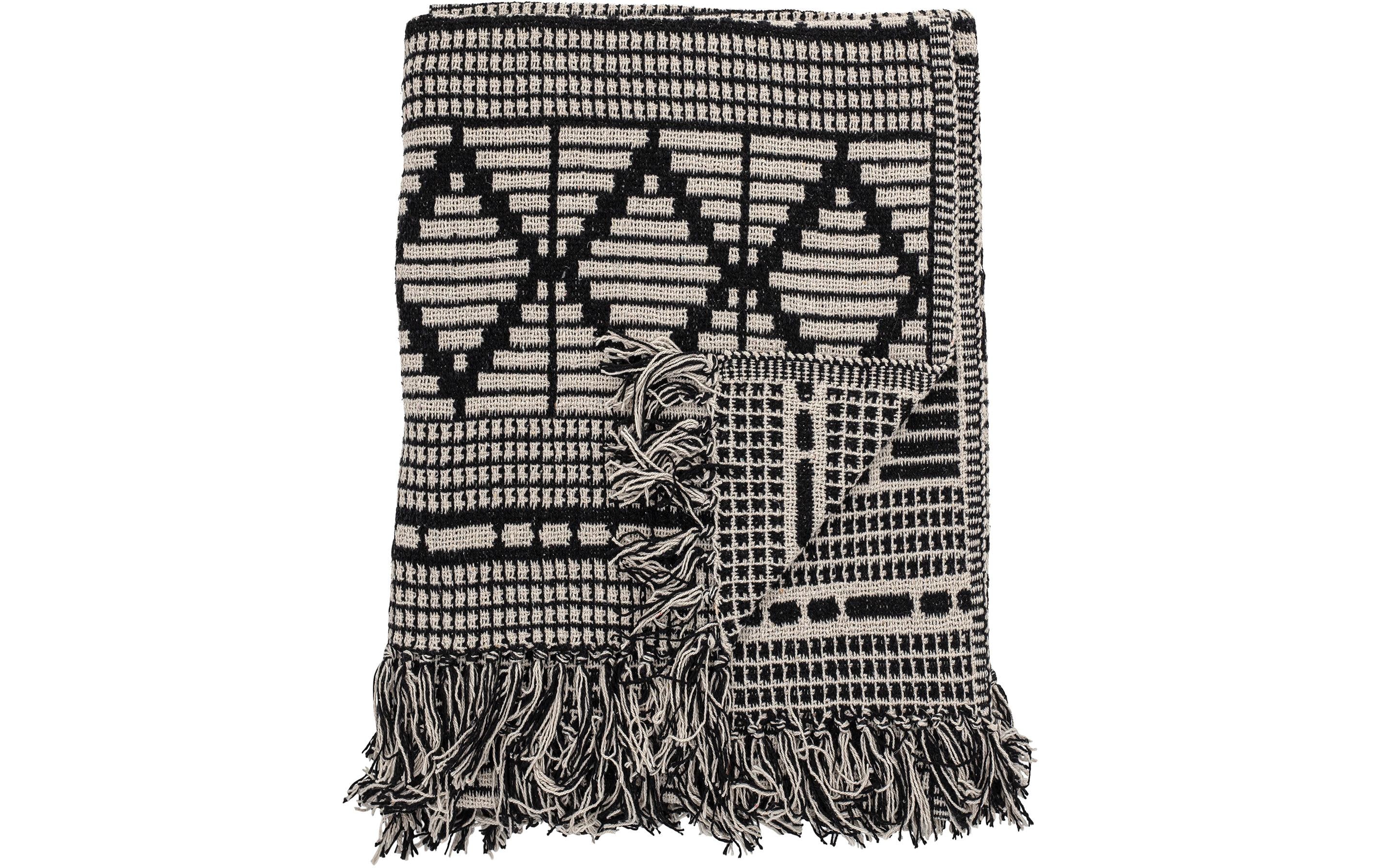 Bloomingville Decke Gutte 130 x 160 cm, Schwarz/Weiss