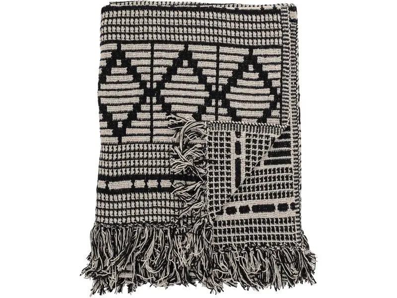 Bloomingville Decke Gutte 130 x 160 cm, Schwarz/Weiss