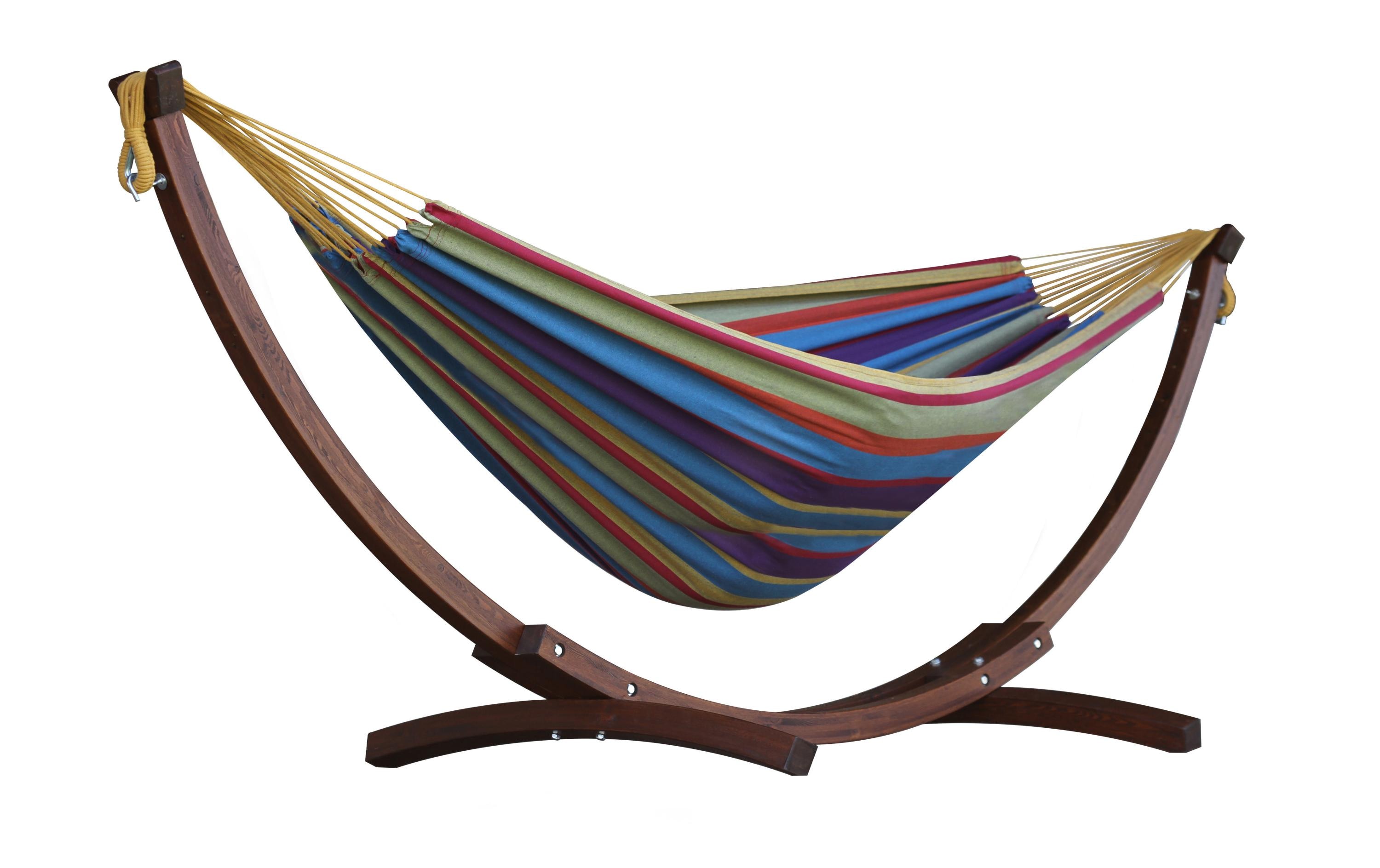 Vivere Doppelhängematte Double Cotten Tropical mit Holzgestell
