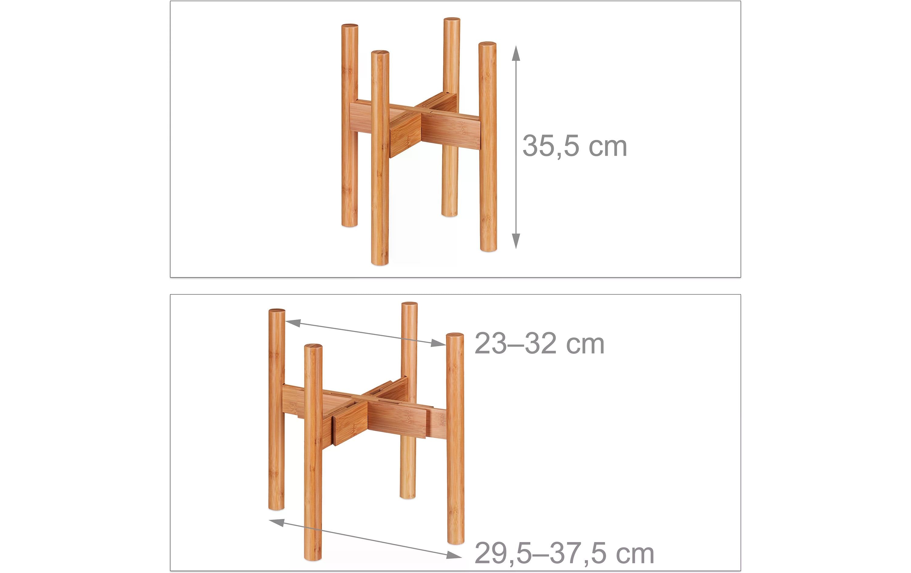 relaxdays Pflanzenständer verstellbar 35.5 cm, Hellbraun