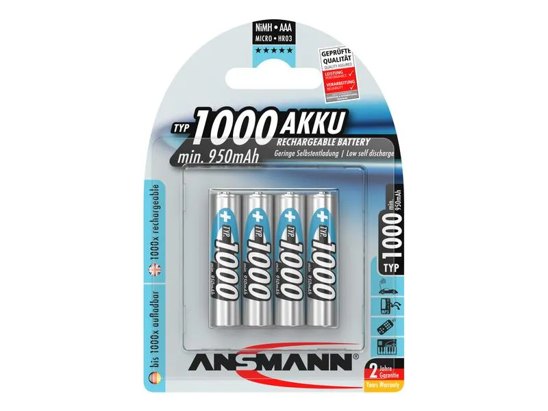 Ansmann Akku 4x AAA Typ 1000 950 mAh Ansmann Akku 4x AAA Typ 1000 950 mAh