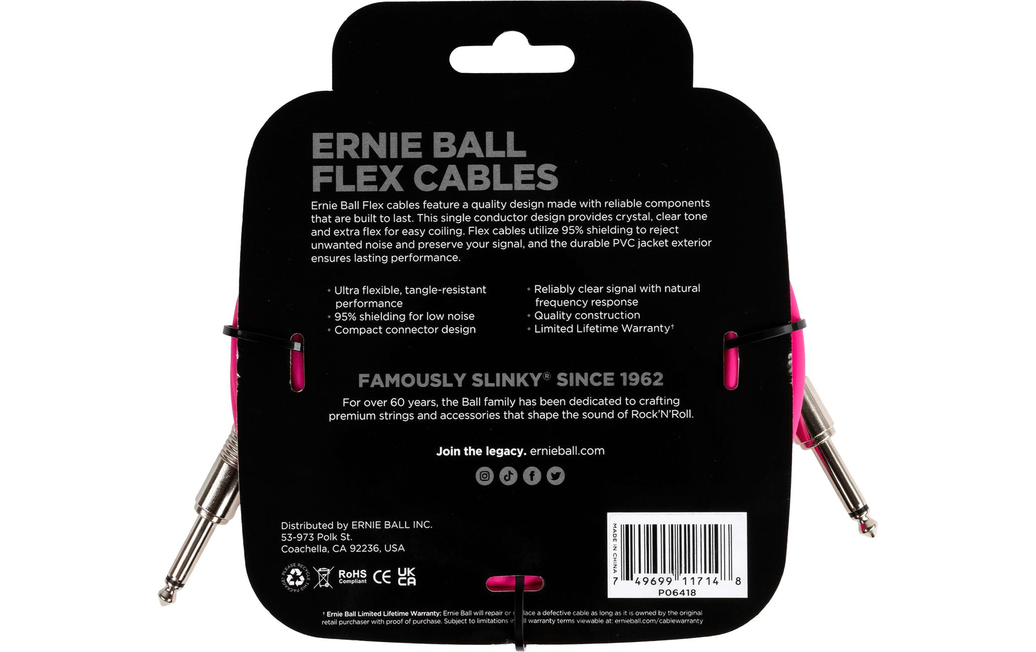 Ernie Ball Instrumentenkabel Flex 6418 – 6.09 m, Pink