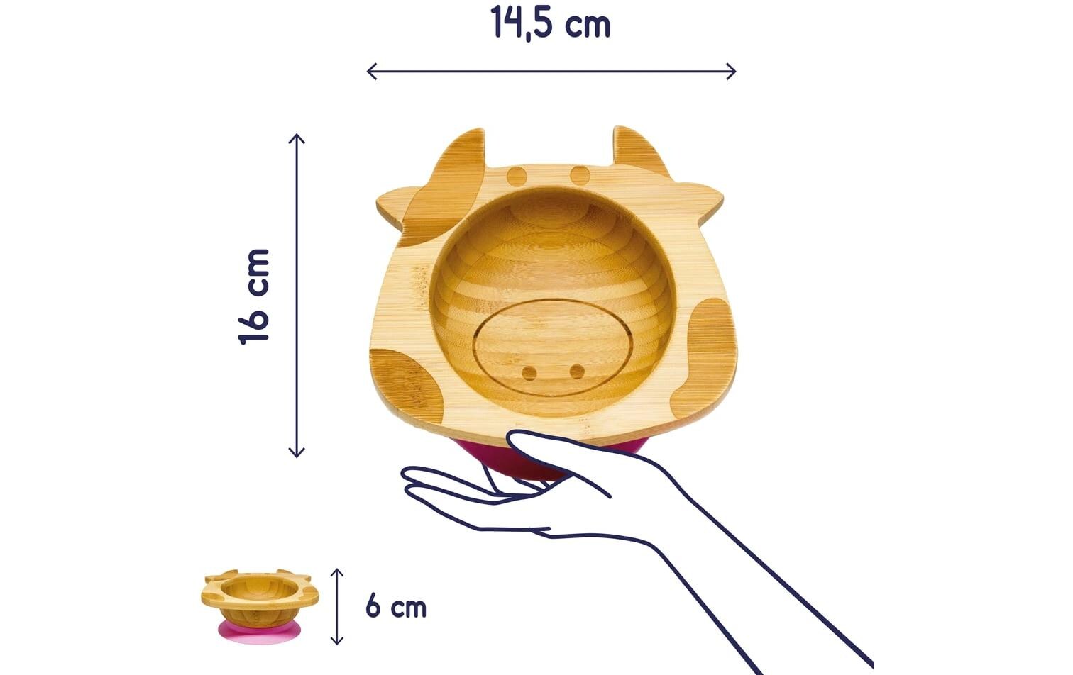 Kleinfuchs Babyteller Bambus Kuh Rosa