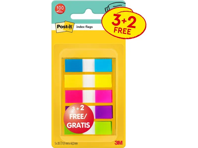 Post-it Index Mini Gelb/Pink/Türkis/Lila, 5 Stück Post-it Index Mini Gelb/Pink/Türkis/Lila, 5 Stück