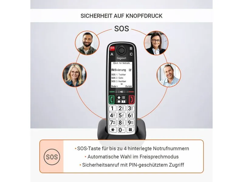 Gigaset Schnurlostelefon EASY 500A Schwarz mit Anrufbeantworter