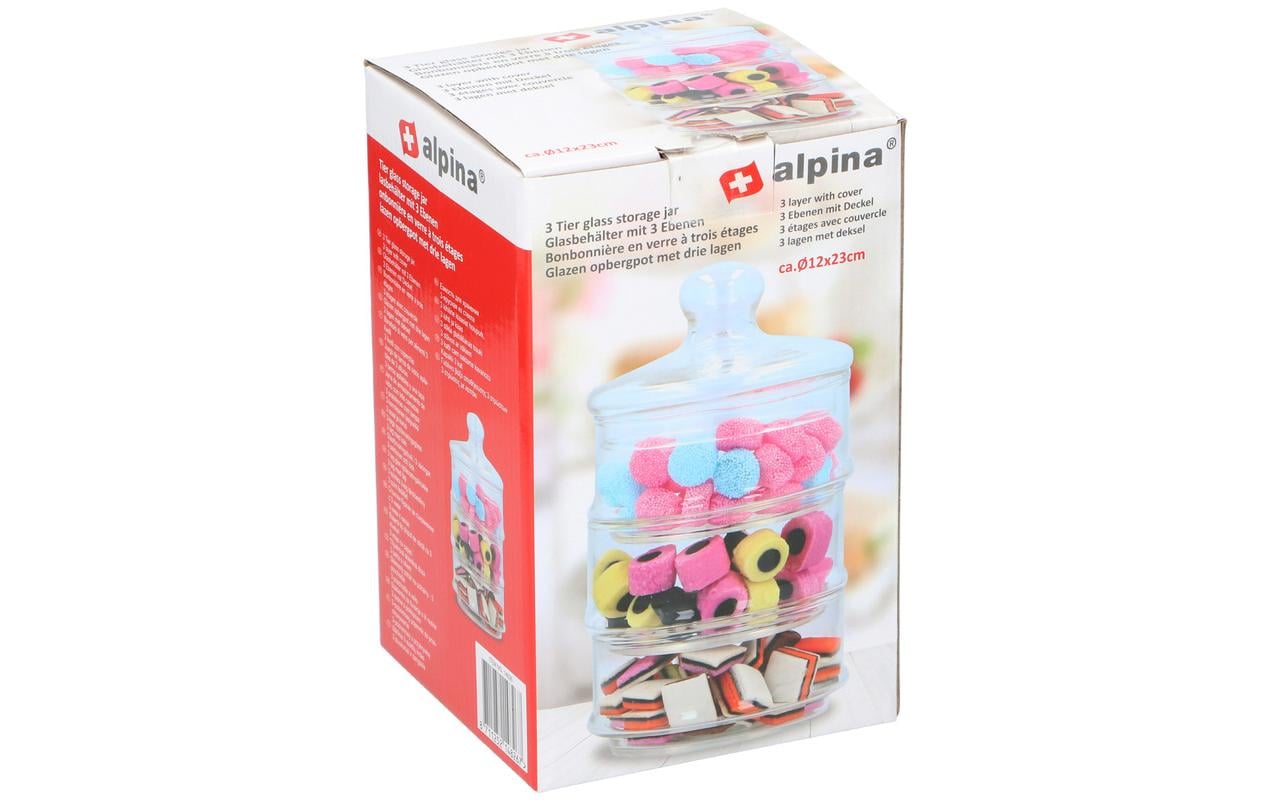 alpina Vorratsglas 3 stöckig Ø12 x 23 cm 2.6 l, Transparent