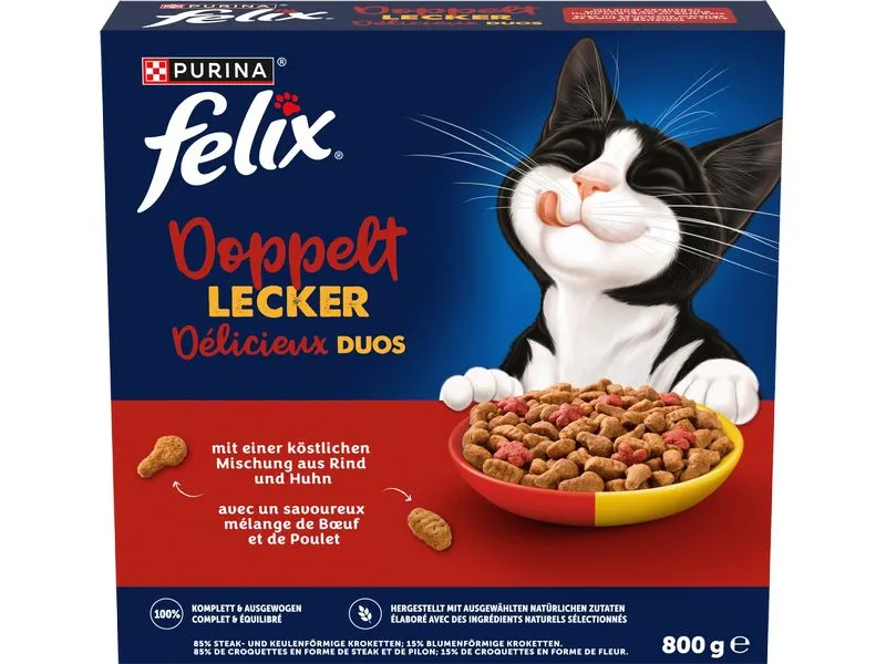 Felix Trockenfutter Doppelt Lecker Adult Fleisch 800 g Felix Trockenfutter Doppelt Lecker Adult Fleisch 800 g