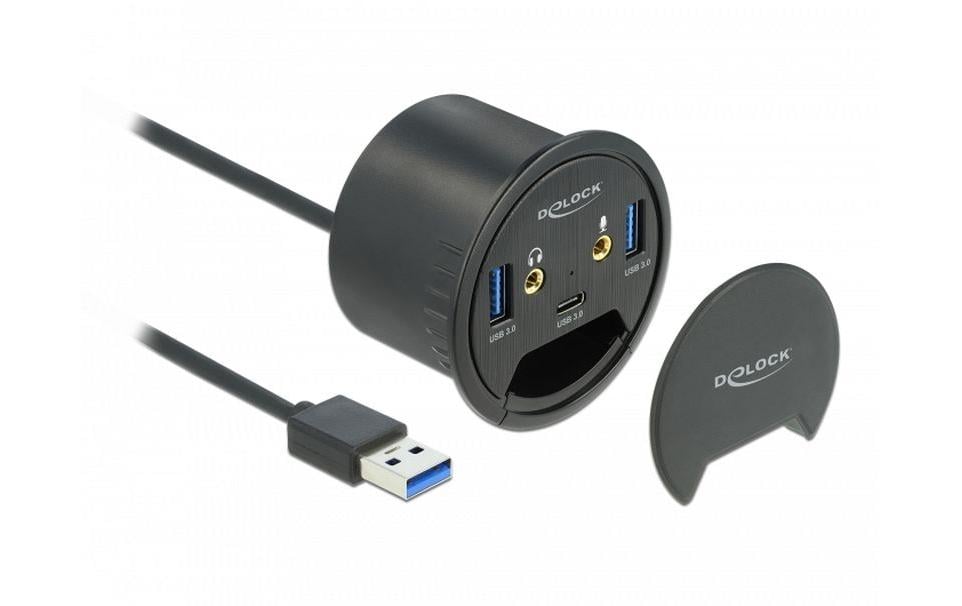 Delock Tisch-Hub USB 3.0 Typ A/C + HD Audio