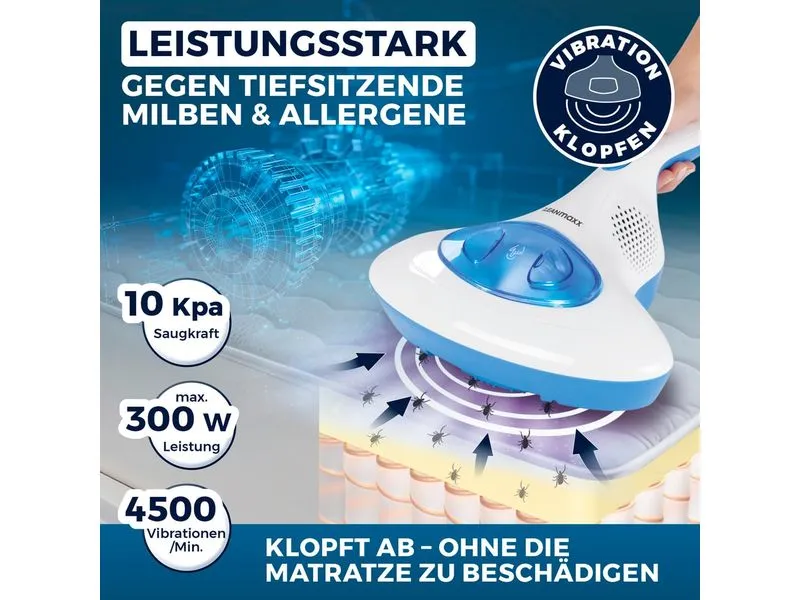CLEANmaxx Milben-Handstaubsauger mit UV-C-Licht 300W Blau/Weiss