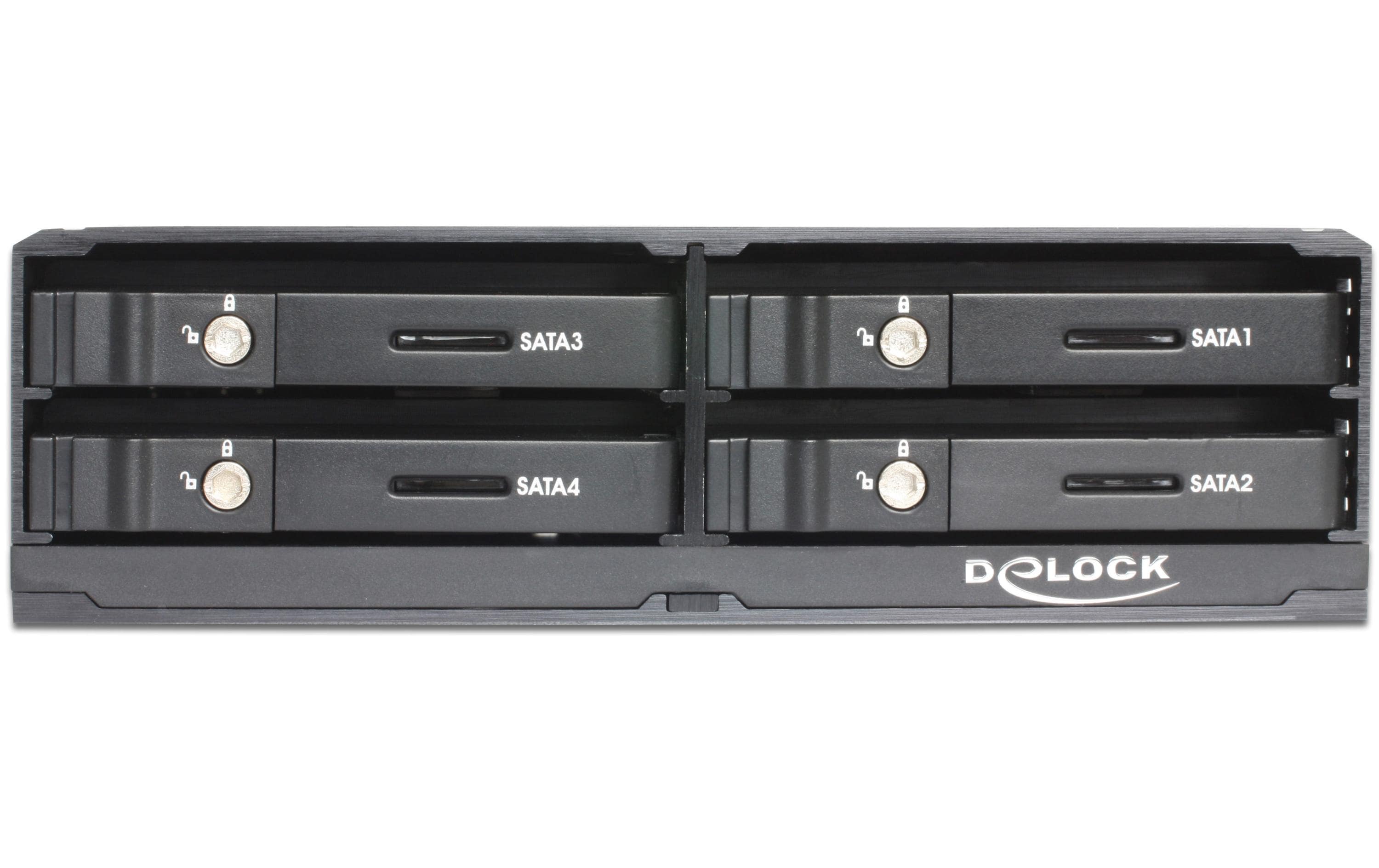 Delock 5.25-Einbaurahmen 4x 2.5″ SATA HDD/SSD Hot-Swap, Lock Delock 5.25-Einbaurahmen 4x 2.5″ SATA HDD/SSD Hot-Swap, Lock