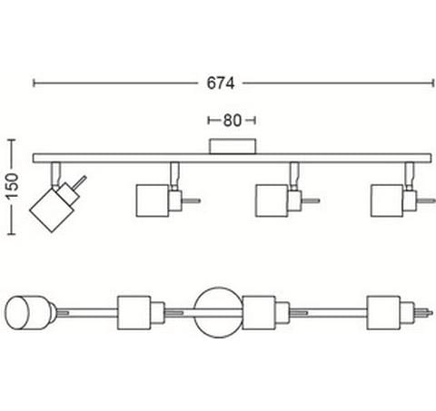 Philips Aufbauspot Meranti 4 x 35W GU10 Weiss, ohne Leuchtmittel