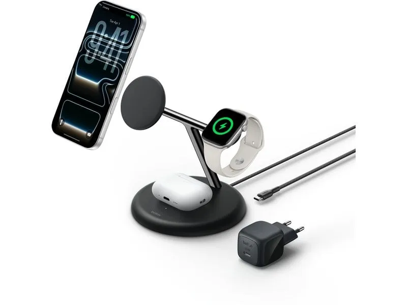 Belkin UltraCharge 25W Qi2 3-in-1 Schwarz
