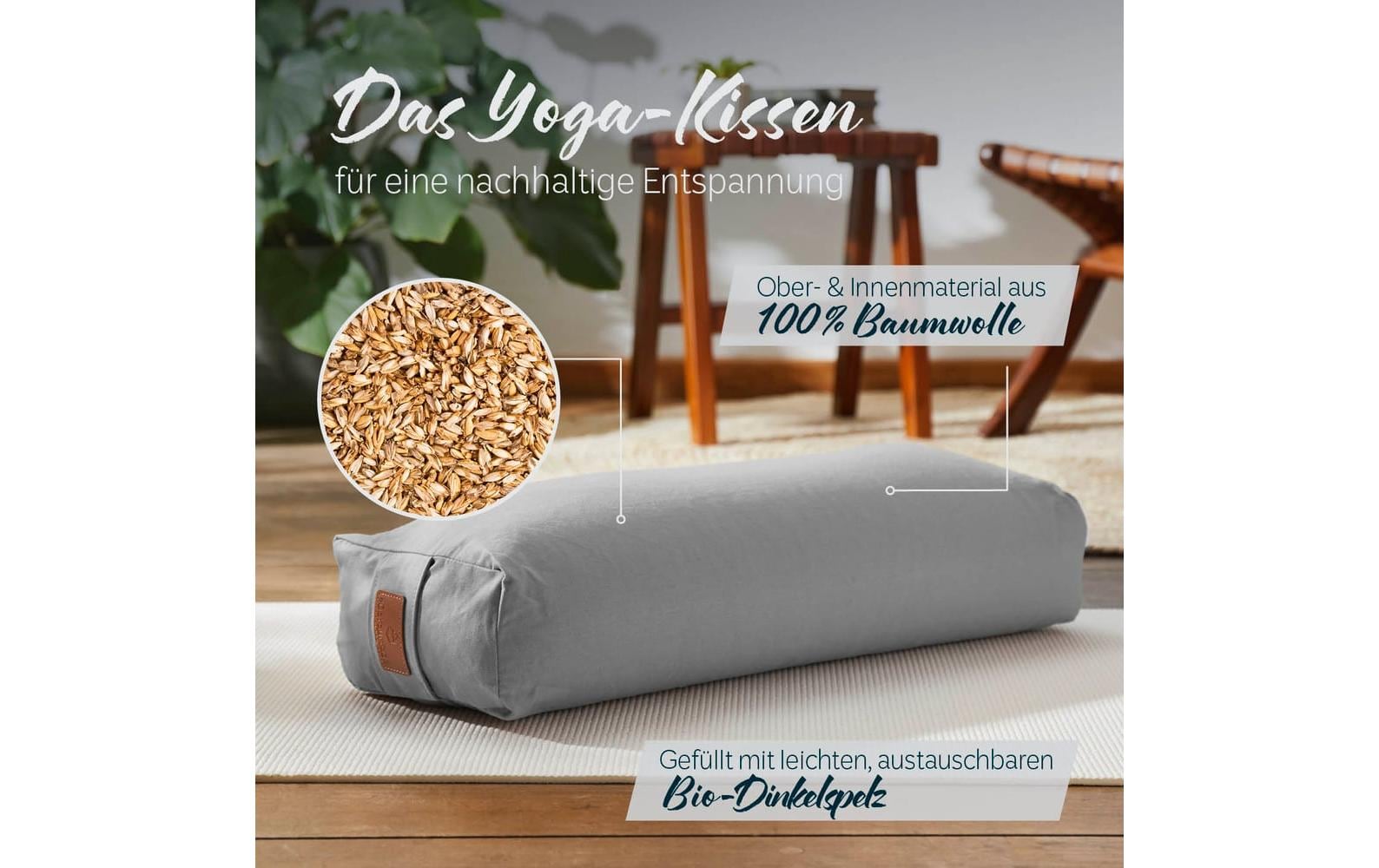 DoYourYoga Yoga-Bolster Paravati Bio-Dinkelspelz, Grau