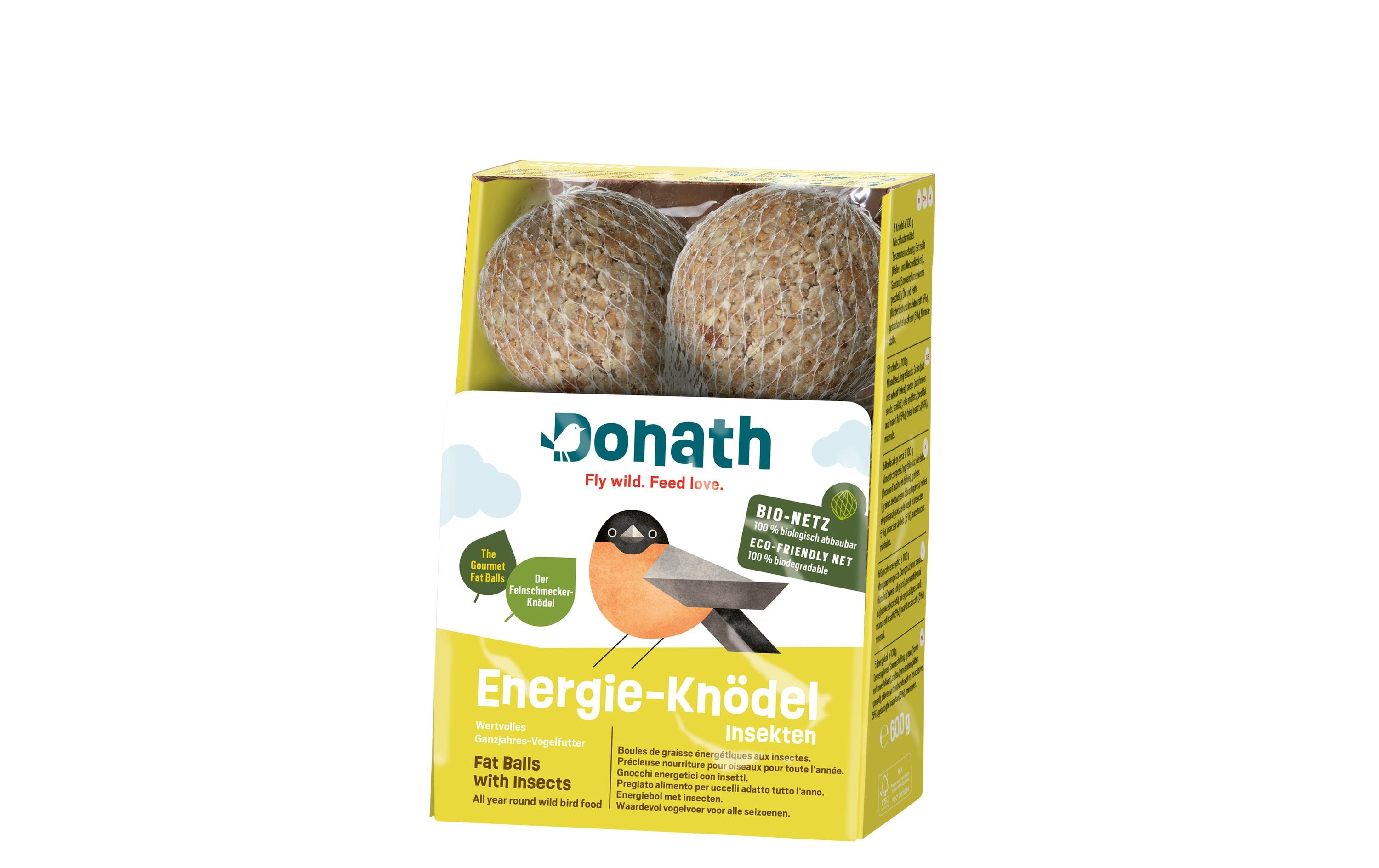Donath Wintervogelfutter Energie Knödel Insekten, 6 x 100 g