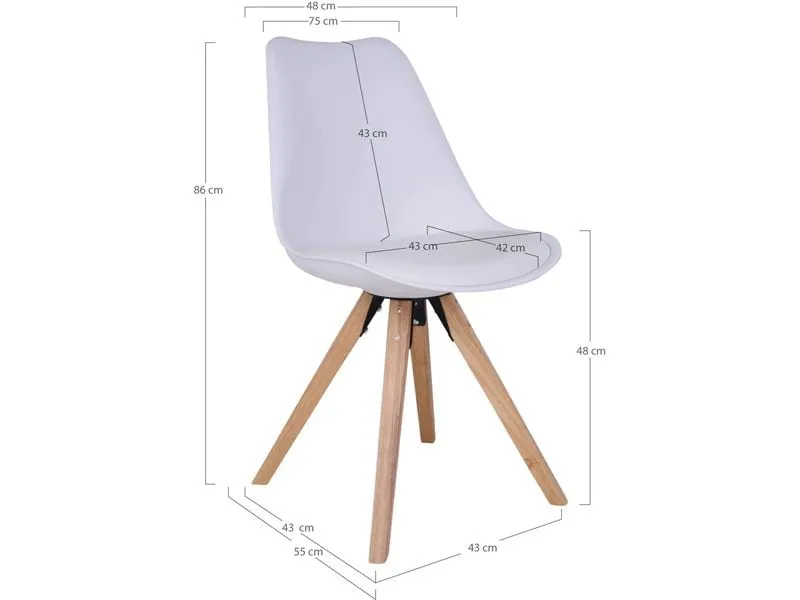 House Nordic Stuhl Bergen 2 Stück, 86 x 55 cm, Braun/Weiss