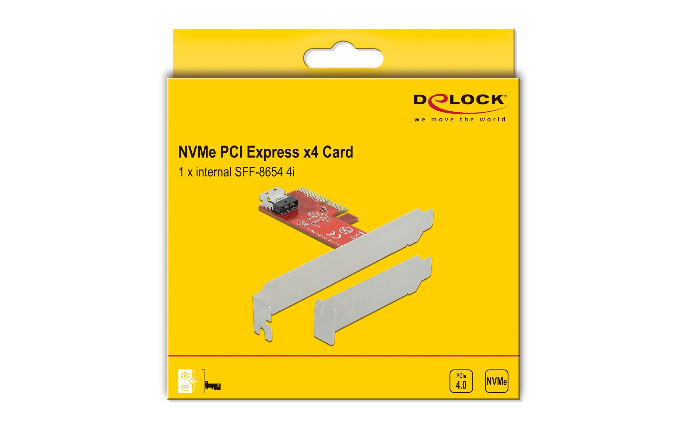 Delock Host Bus Adapter PCI-Ex4v4 - 1x SFF-8654 4i NVMe