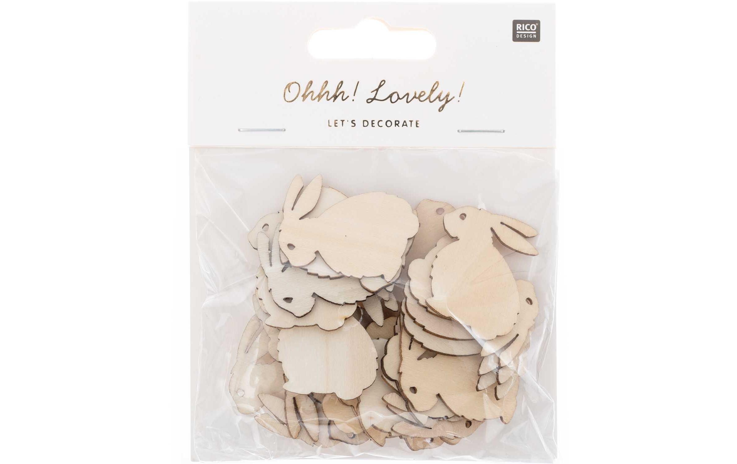 Rico Design Streudeko Hase gross 24 Stück, Nature