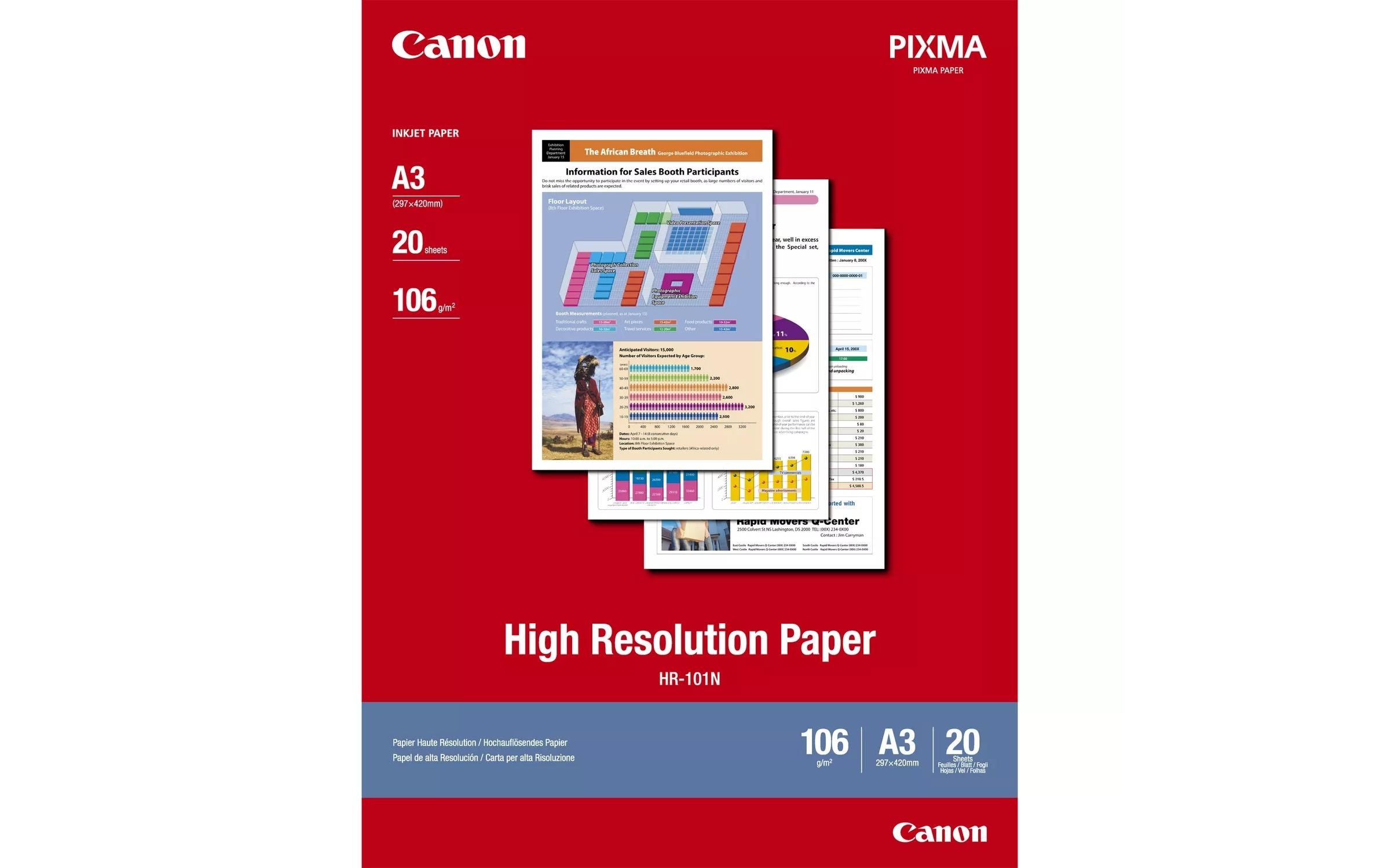 Canon Fotopapier HR-101N High Resolution A3 106 g/m² 20 Stück Canon Fotopapier HR-101N High Resolution A3 106 g/m² 20 Stück