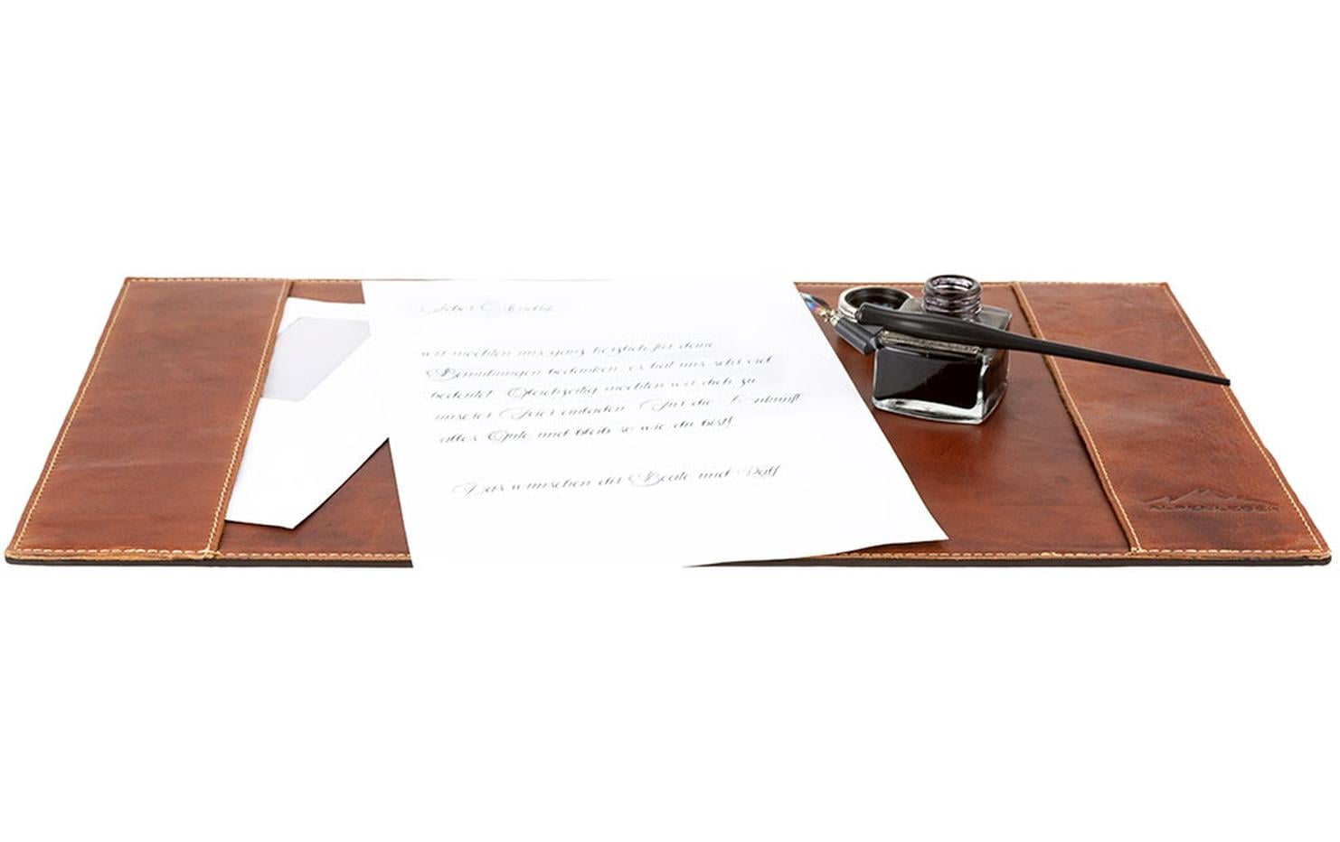Alpenleder Schreibunterlage Piemont 51.5 x 29 cm, Cognac