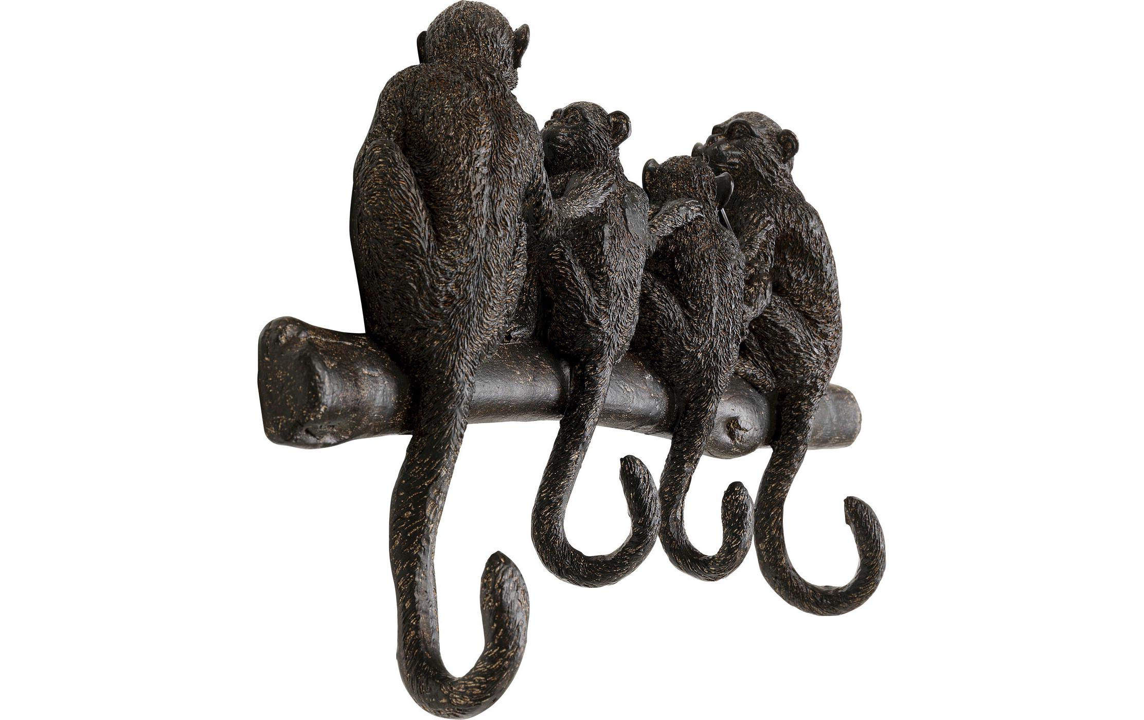 Kare Wandgarderobe Monkey Family 38 cm x 21 cm, Schwarz