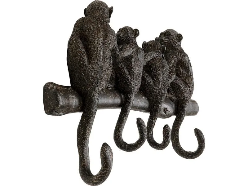 Kare Wandgarderobe Monkey Family 38 cm x 21 cm, Schwarz Kare Wandgarderobe Monkey Family 38 cm x 21 cm, Schwarz