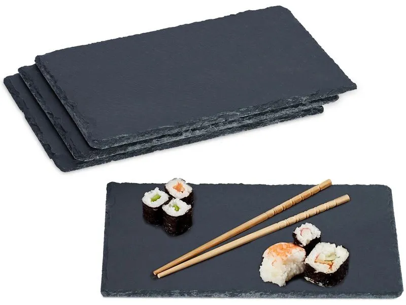 relaxdays Servierplatte 4 Stück Schwarz relaxdays Servierplatte 4 Stück Schwarz