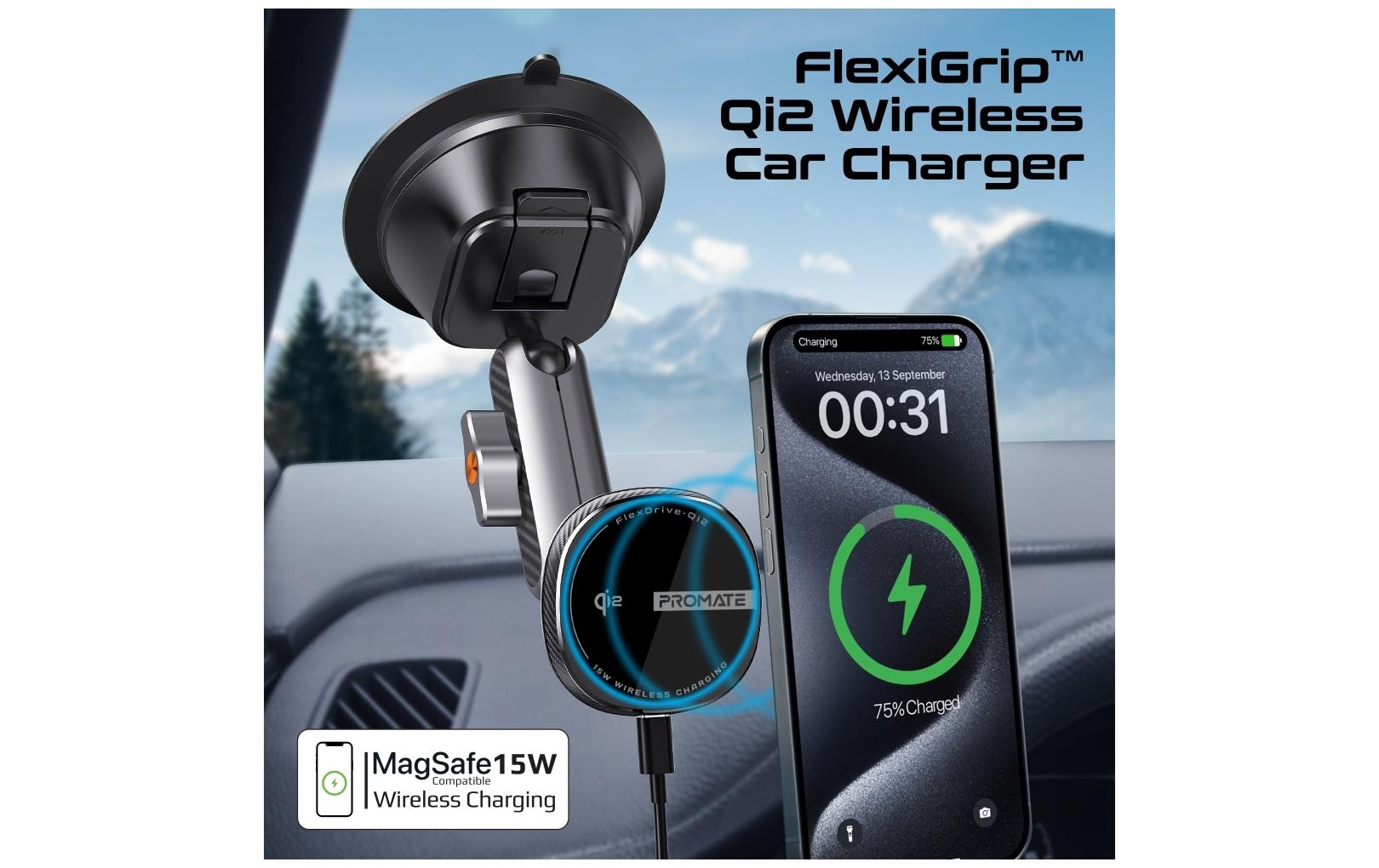 Promate Smartphone-Halterung FlexDrive Qi2 Promate Smartphone-Halterung FlexDrive Qi2