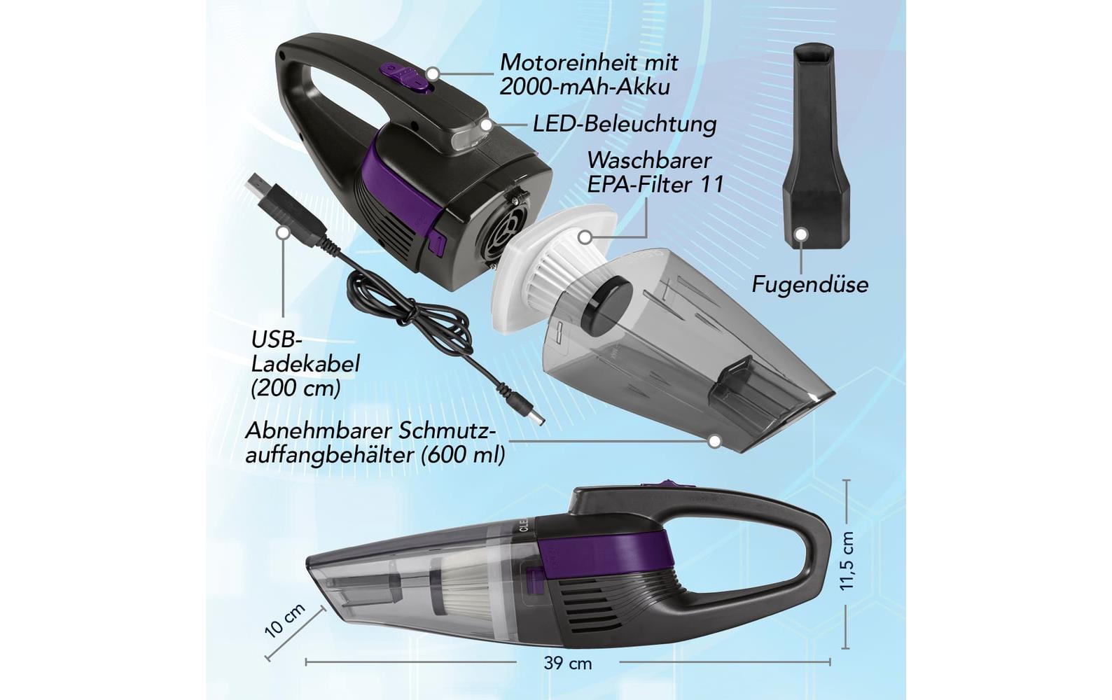 CLEANmaxx Akku-Handsauger Grau, Violett Grau, Violett
