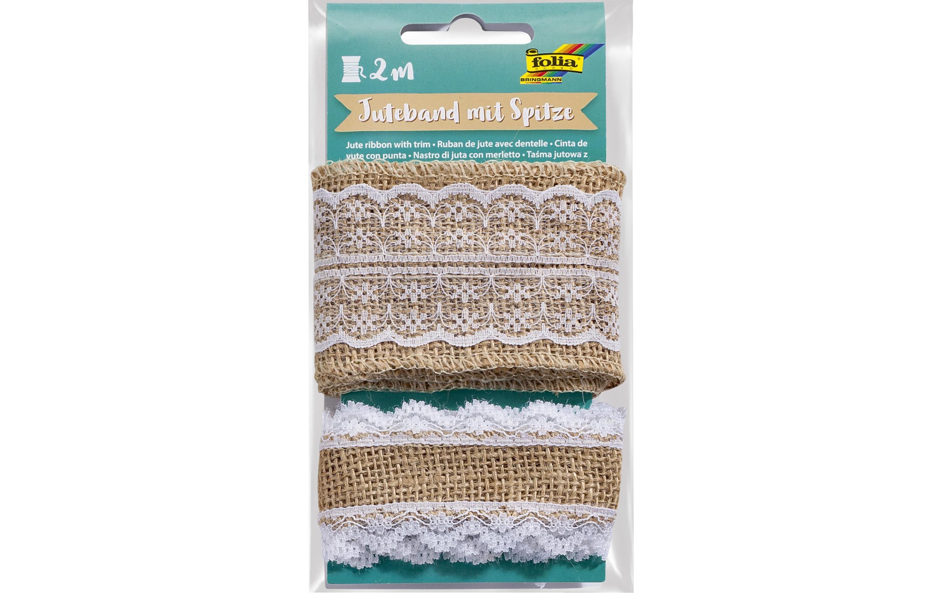 Folia Juteband Folia mit Spitze, 2er Set Folia Juteband Folia mit Spitze, 2er Set
