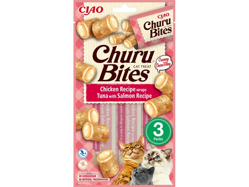 CIAO Churu Katzen-Snack Bites Thunfisch, Lachs & Huhn, 3 x 10 g CIAO Churu Katzen-Snack Bites Thunfisch, Lachs & Huhn, 3 x 10 g