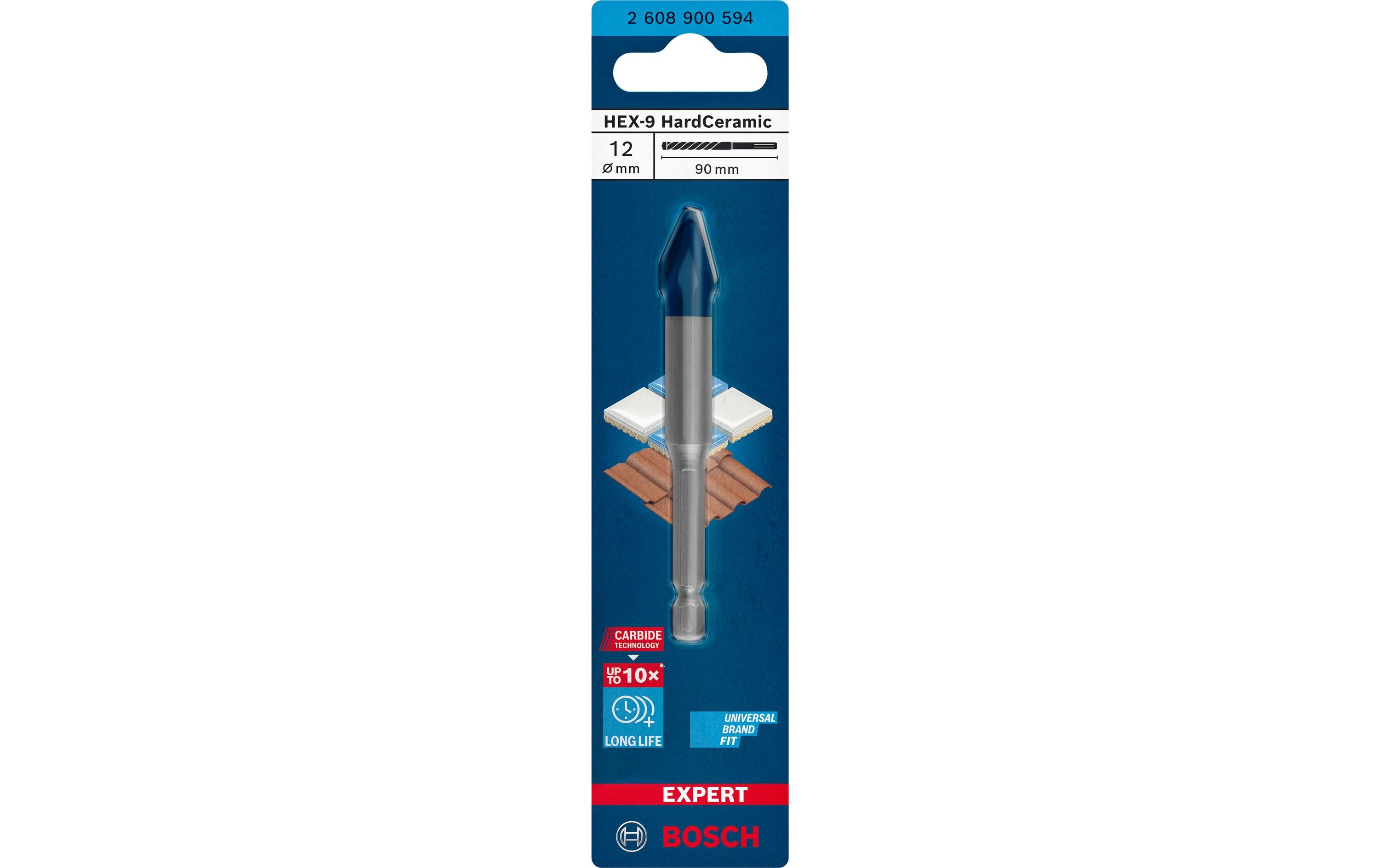 Bosch Professional Bohrer Expert HEX-9 HardCeramic, 12 x 90 mm