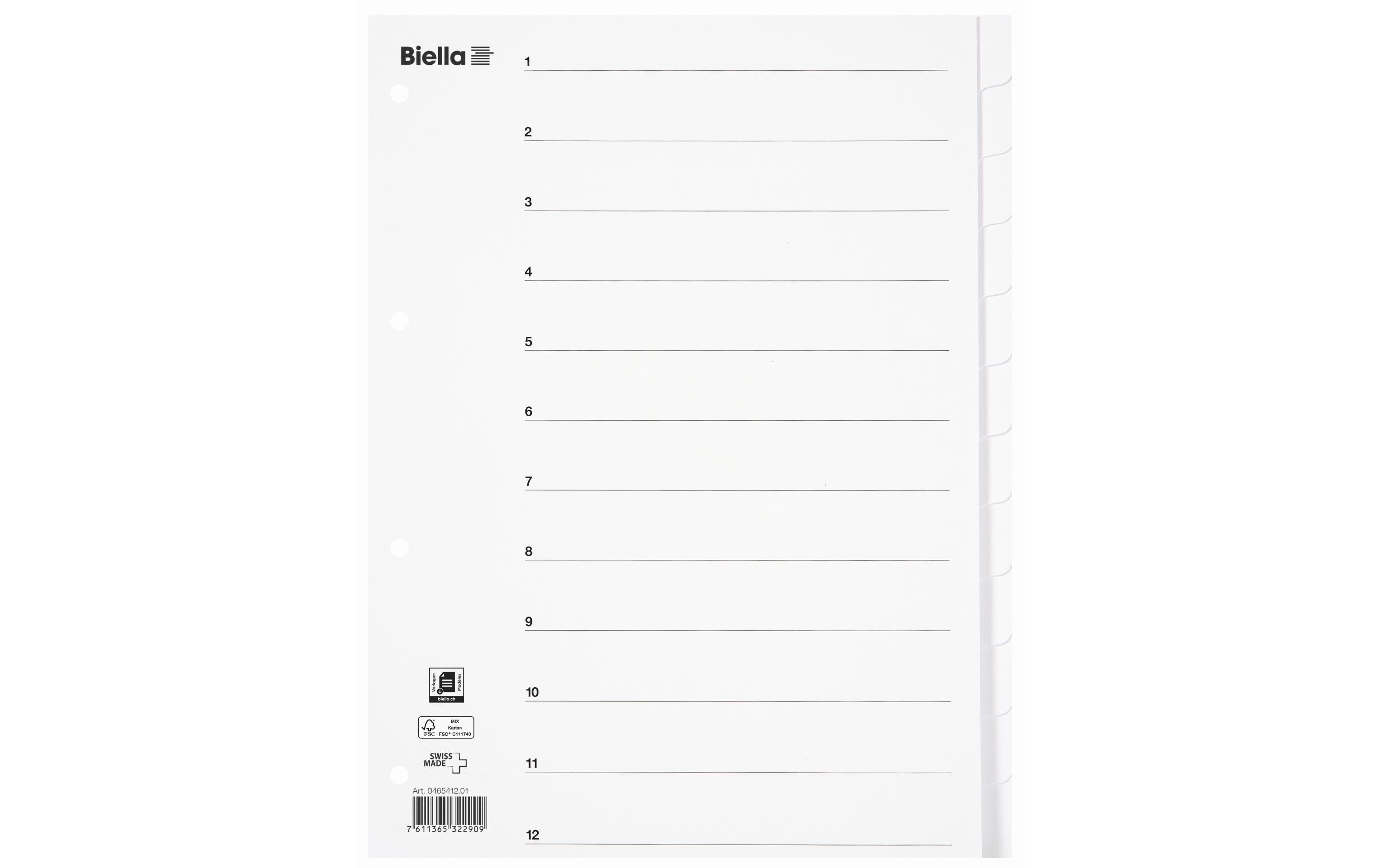Biella Register A4 Karton 12-teilig mit Indexblatt Biella Register A4 Karton 12-teilig mit Indexblatt