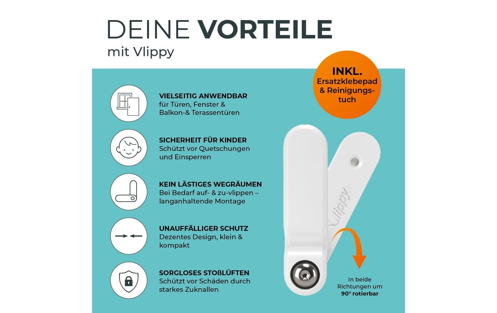 Vlippy Tür- & Fensterstopper 2er-Set Weiss