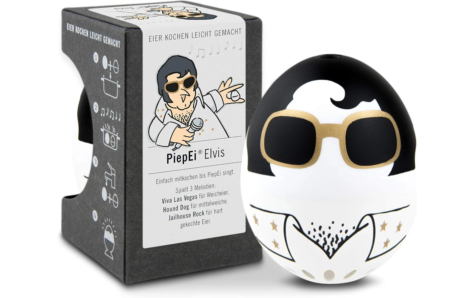 PiepEi Küchentimer Singende Eieruhr Elvis, Schwarz / Weiss