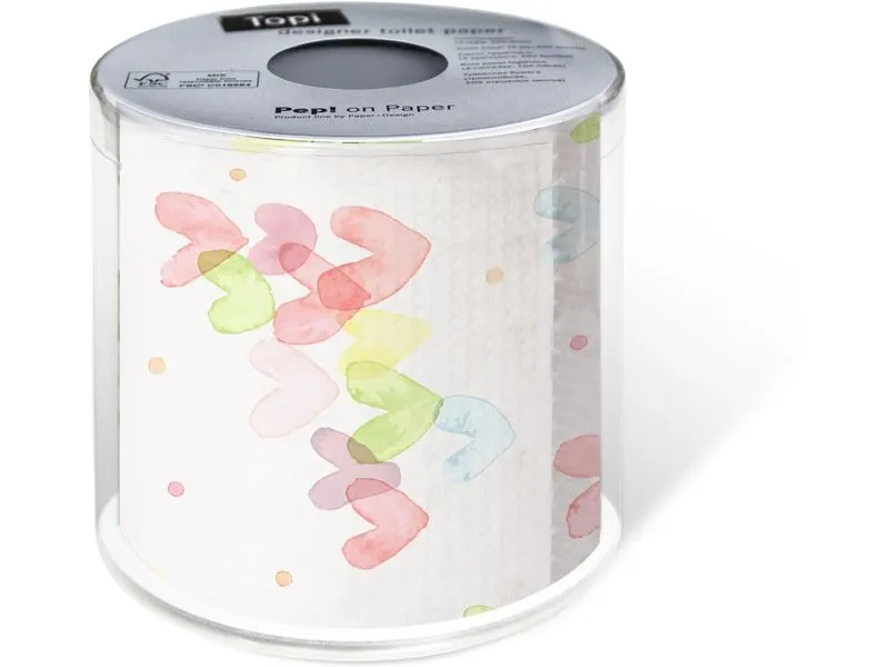 Paper + Design Toilettenpapier Hearts Pastel Rollen, 3-lagig, Mehrfarbig