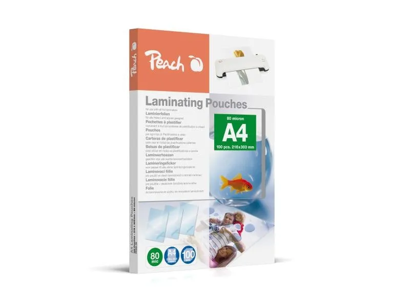 Peach Laminierfolie A4, 25 Stück, Glänzend Peach Laminierfolie A4, 25 Stück, Glänzend