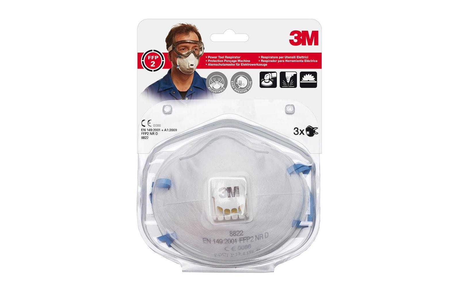 3M Atemschutzmaske 8822 FFP2, 3 Stück 3M Atemschutzmaske 8822 FFP2, 3 Stück