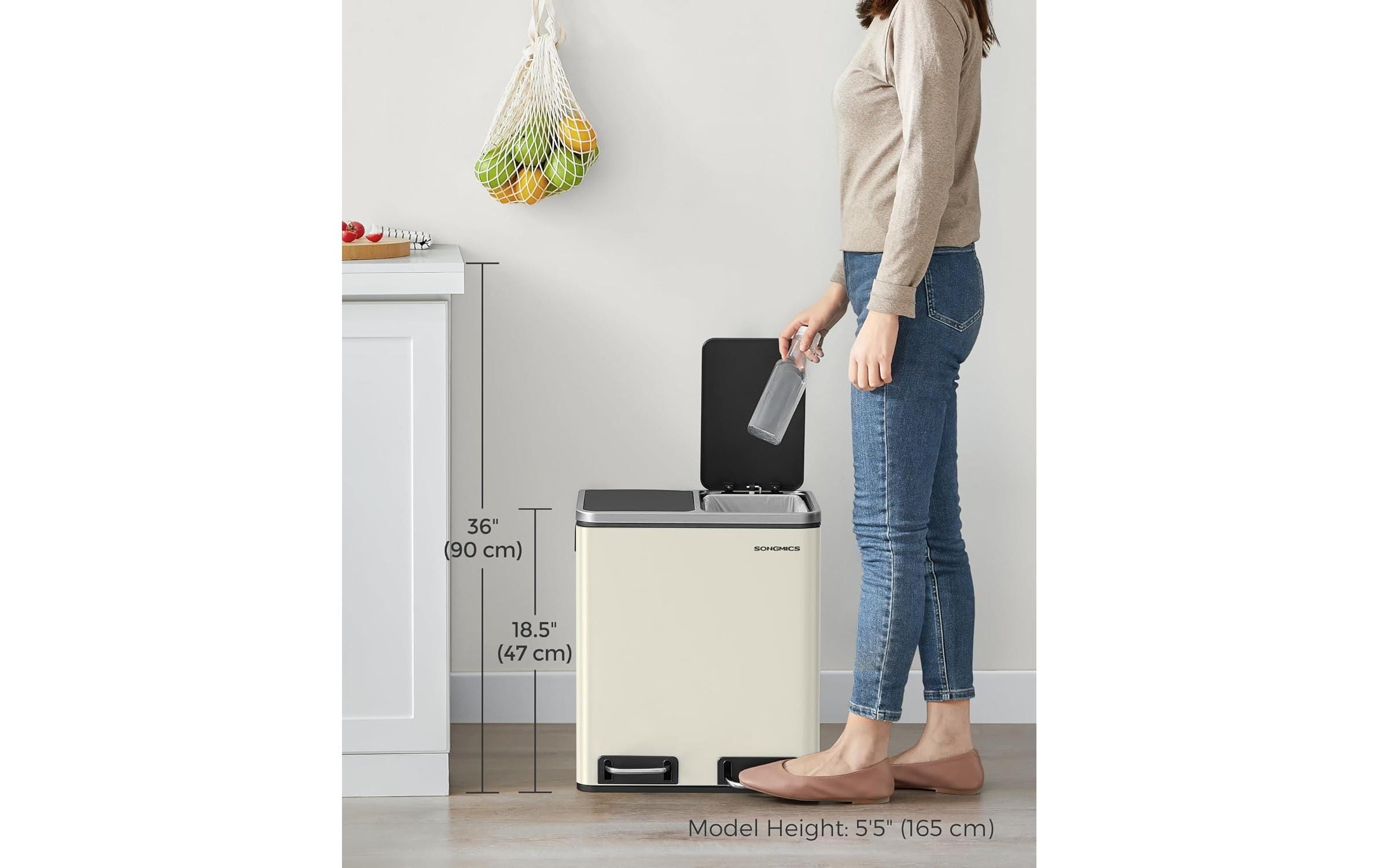 Songmics Abfalleimer 30 l, Schwarz