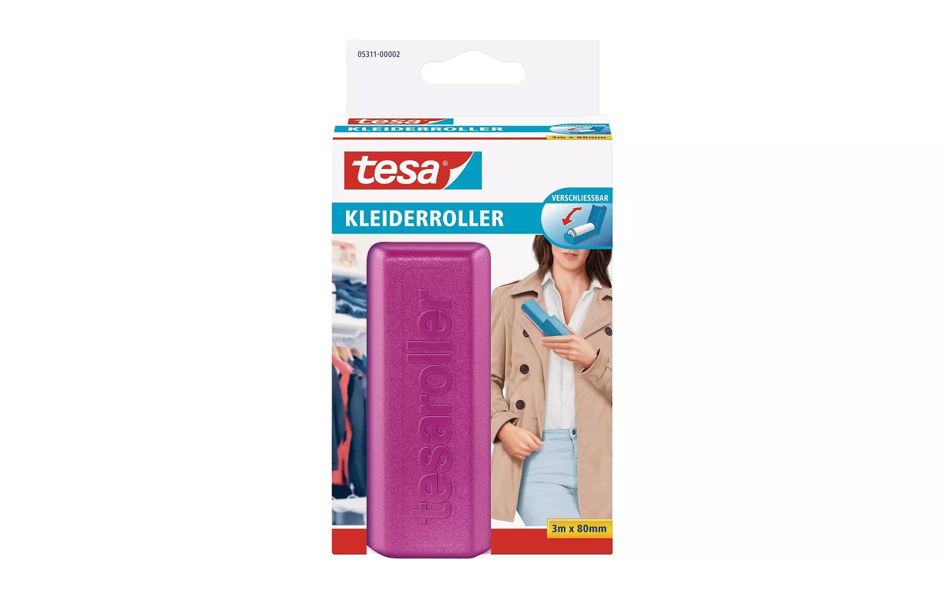 tesa tesa Kleiderroller 3 m x 80 mm, rosa / hellgelb / hellgrau
