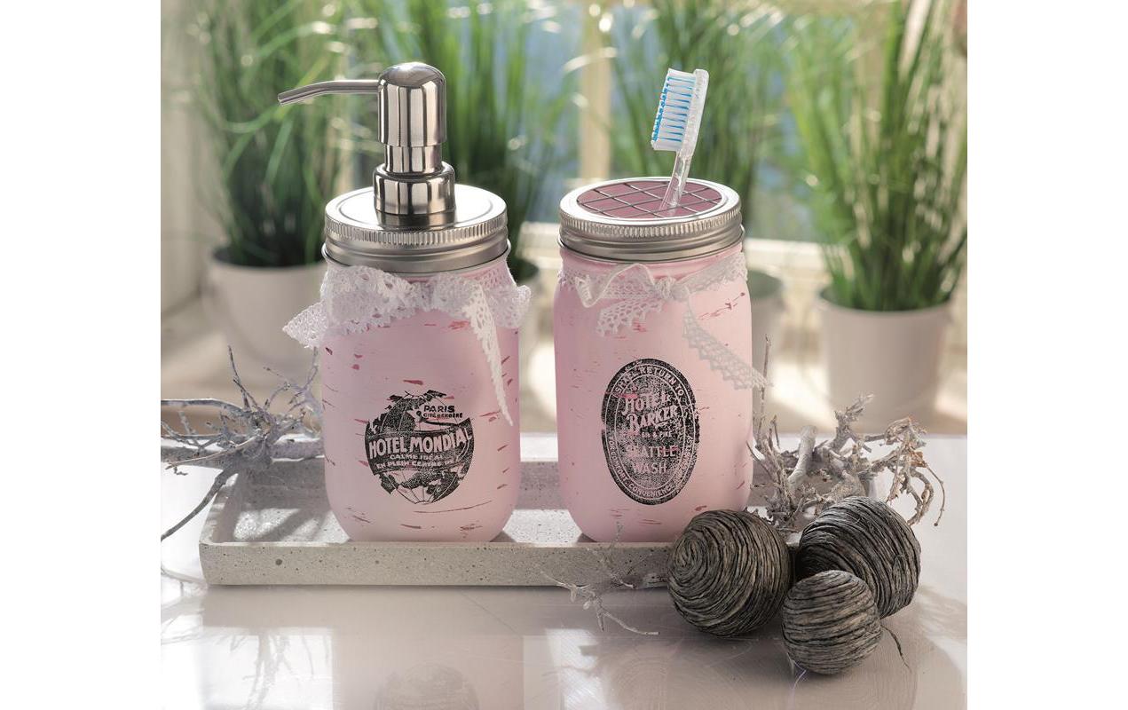 Glorex Glas mit Deckel Lili Rose 650 ml 1 Stück