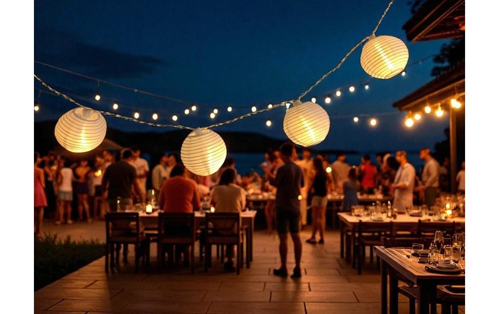 Dameco LED Solar Lichterkette mit 10 weissen Nylon Balls