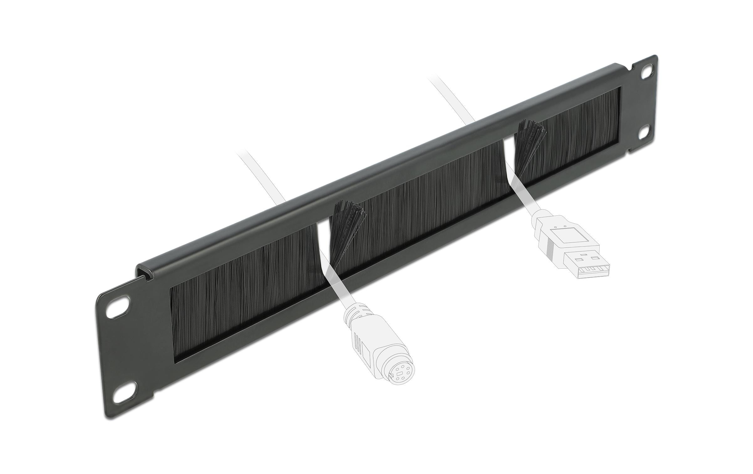 Delock Bürstenleiste 1HE , Schwarz