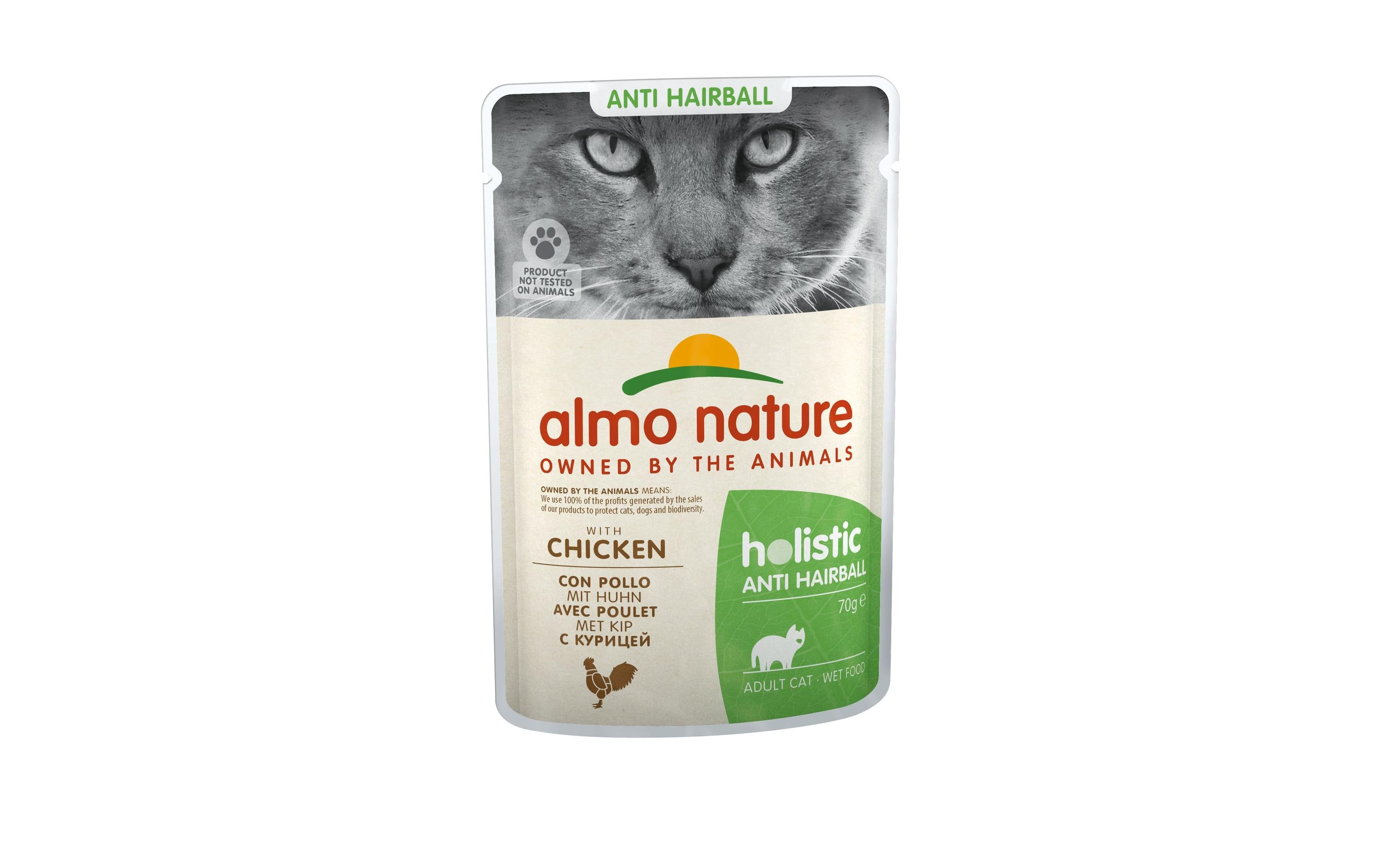 Almo Nature Nassfutter Holistic Anti Hairball mit Huhn, 30 x 70 g