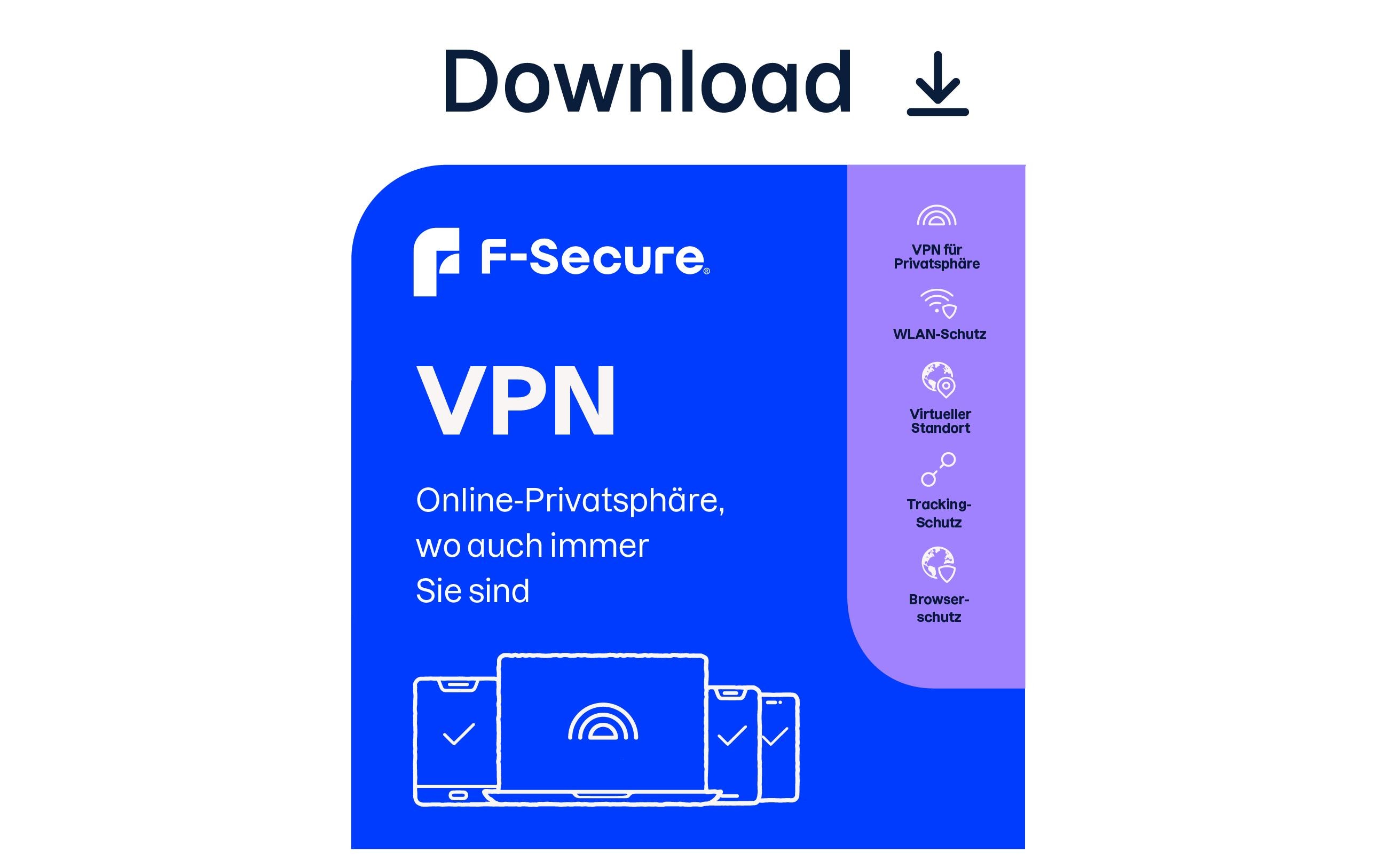 F-Secure Secure VPN ESD, Vollversion, 3 Geräte, 1 Jahr