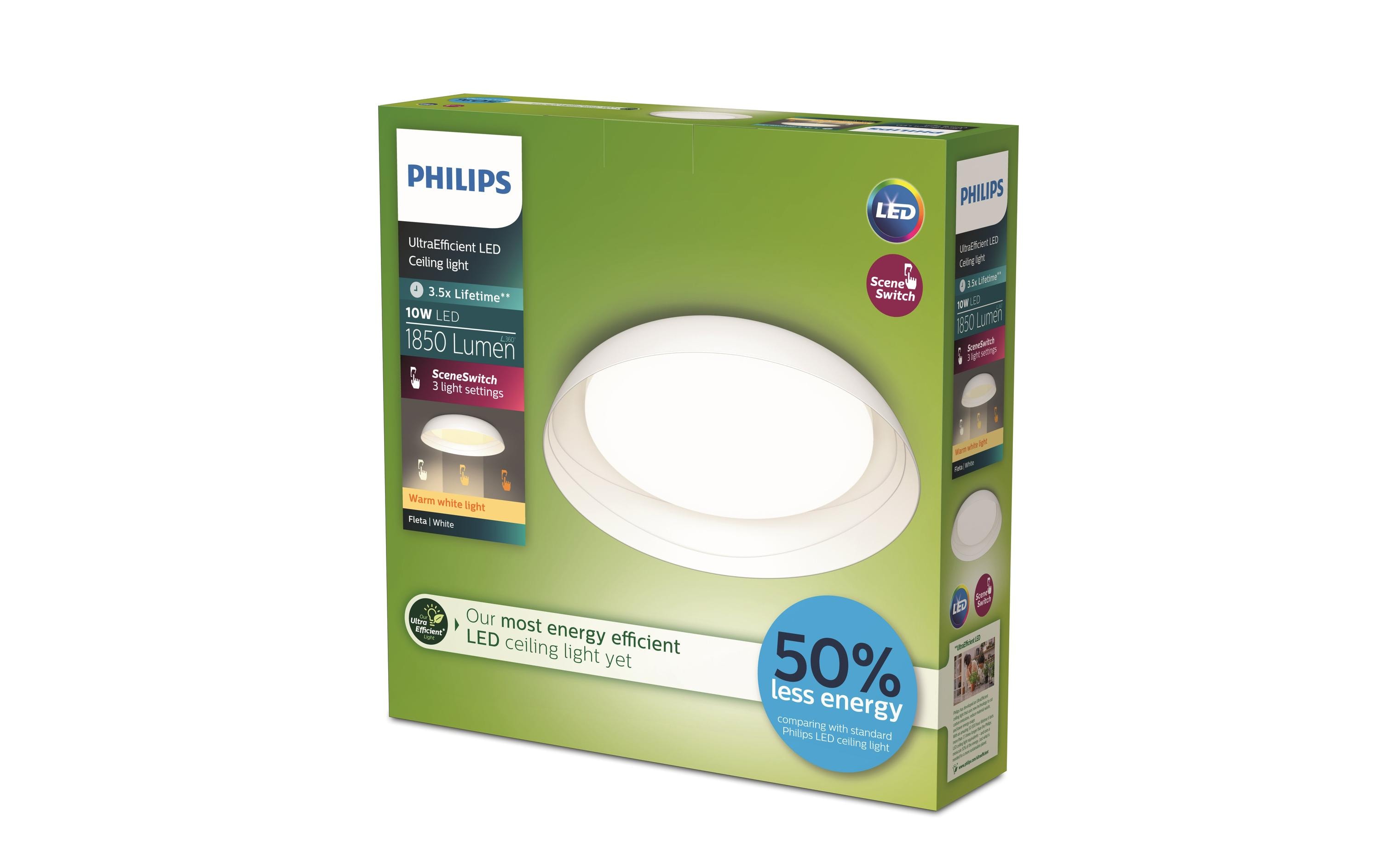 Philips Deckenleuchte Fleta Ultra-Efficient 2700K, 1850 Lm, Weiss