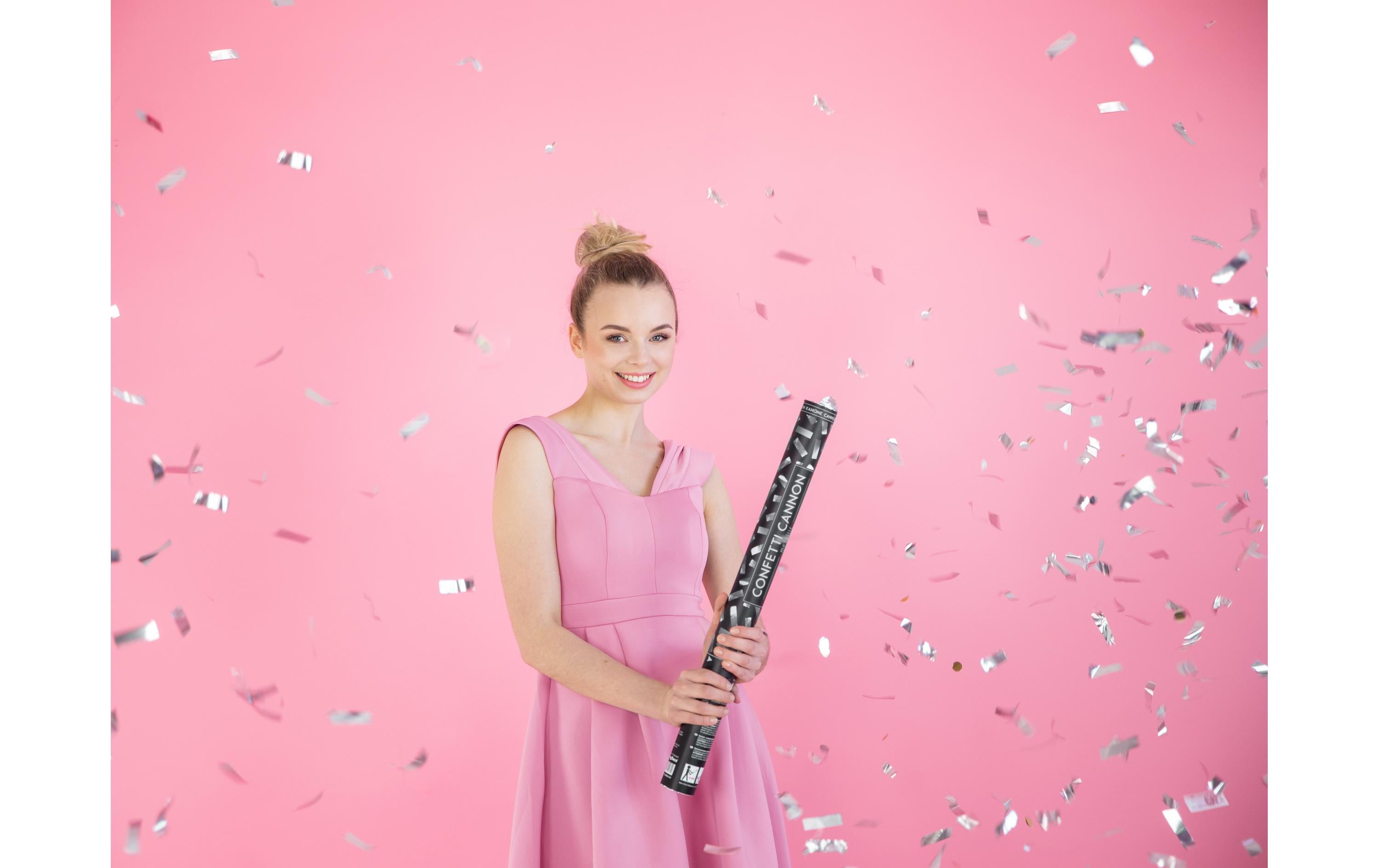 Partydeco Streudeko Konfettikanone Silber, 60 cm