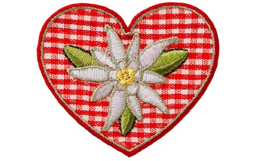 Mono-Quick Aufbügelbild Karo Herz Edelweiss 1 Stück Mono-Quick Aufbügelbild Karo Herz Edelweiss 1 Stück