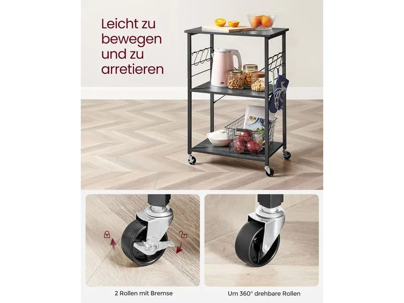 VASAGLE Küchenregal mit 3 Ablagen Schwarz VASAGLE Küchenregal mit 3 Ablagen Schwarz